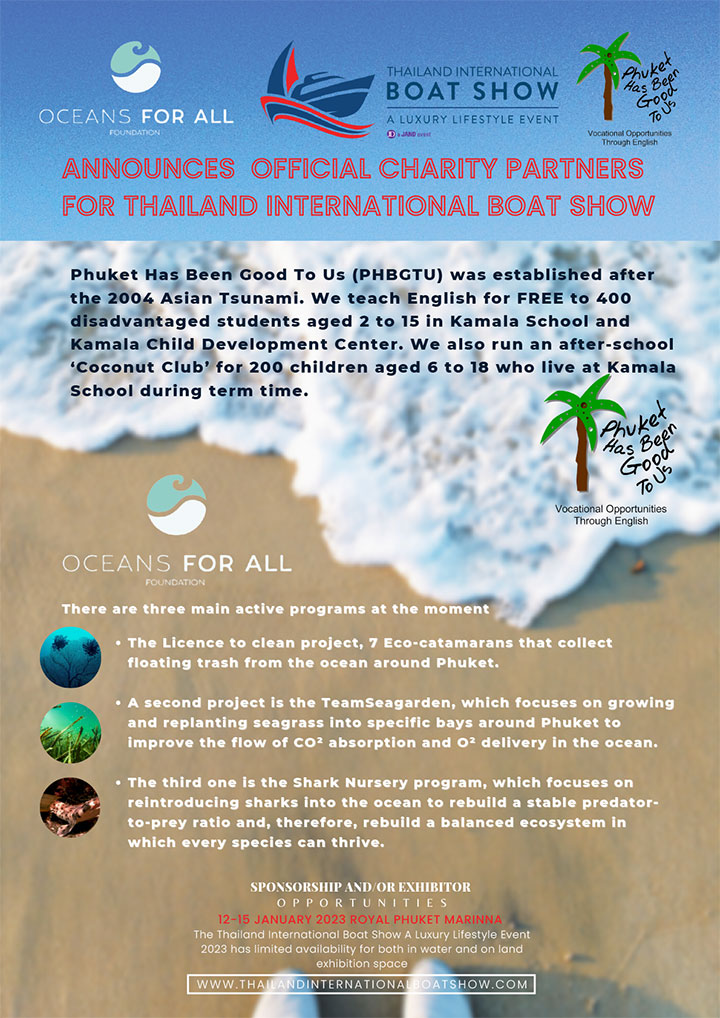 Announcing Official Charity Partners for Thailand International Boat Show A Luxury Lifestyle Event January 2023