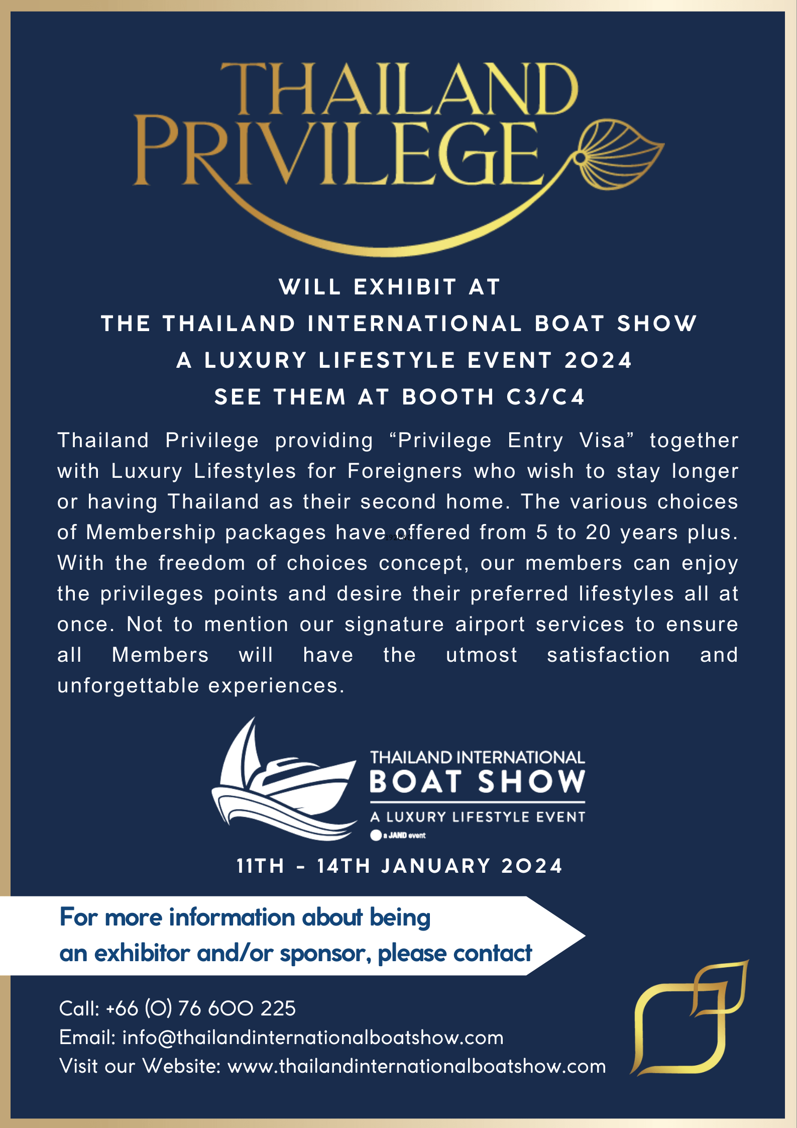 Thailand Privilege Exhibits at the Thailand International Boat Show A