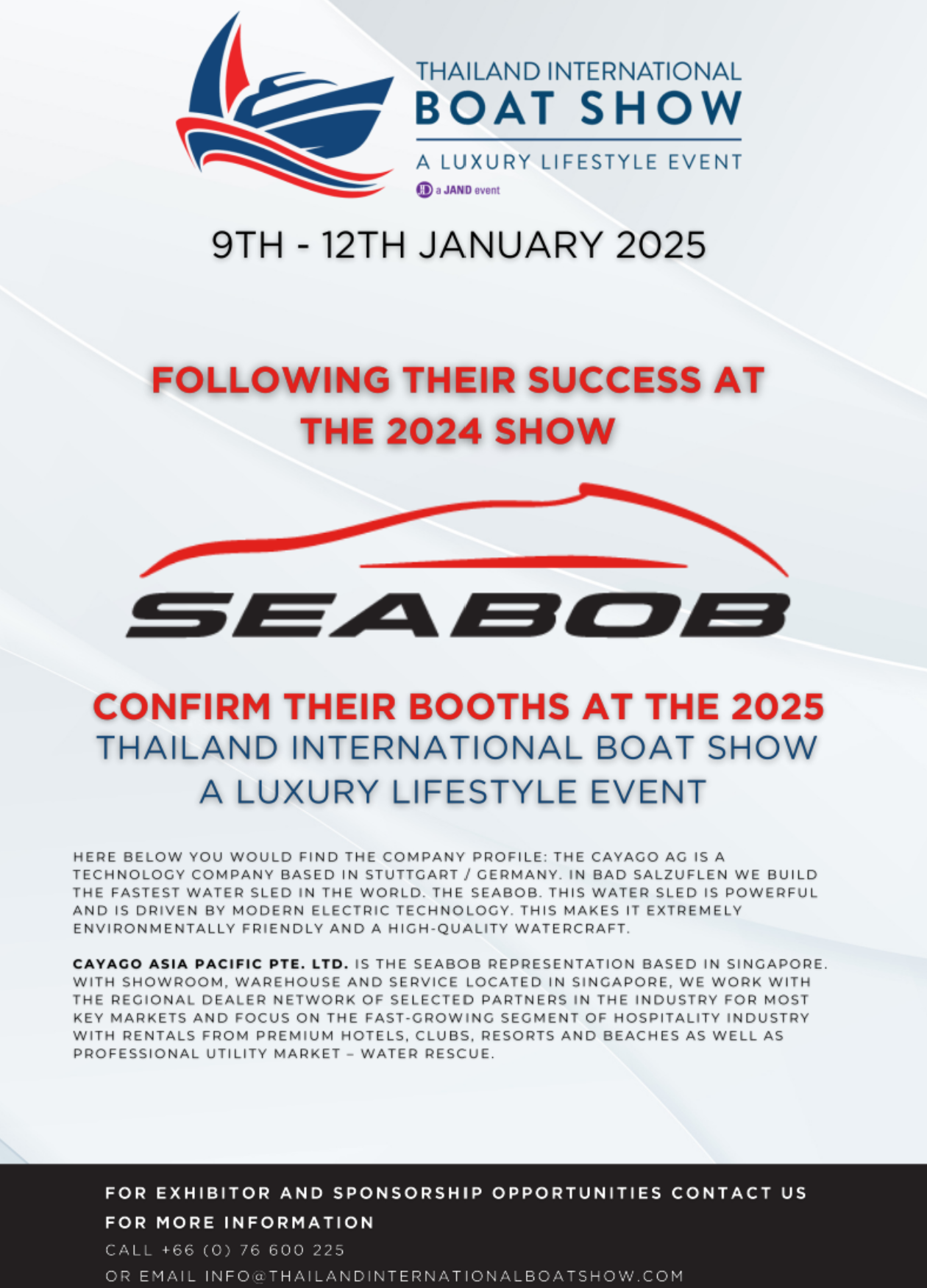 SEABOB Confirm their Booths at the 2025 Thailand International Boat Show A Luxury Lifestyle Event