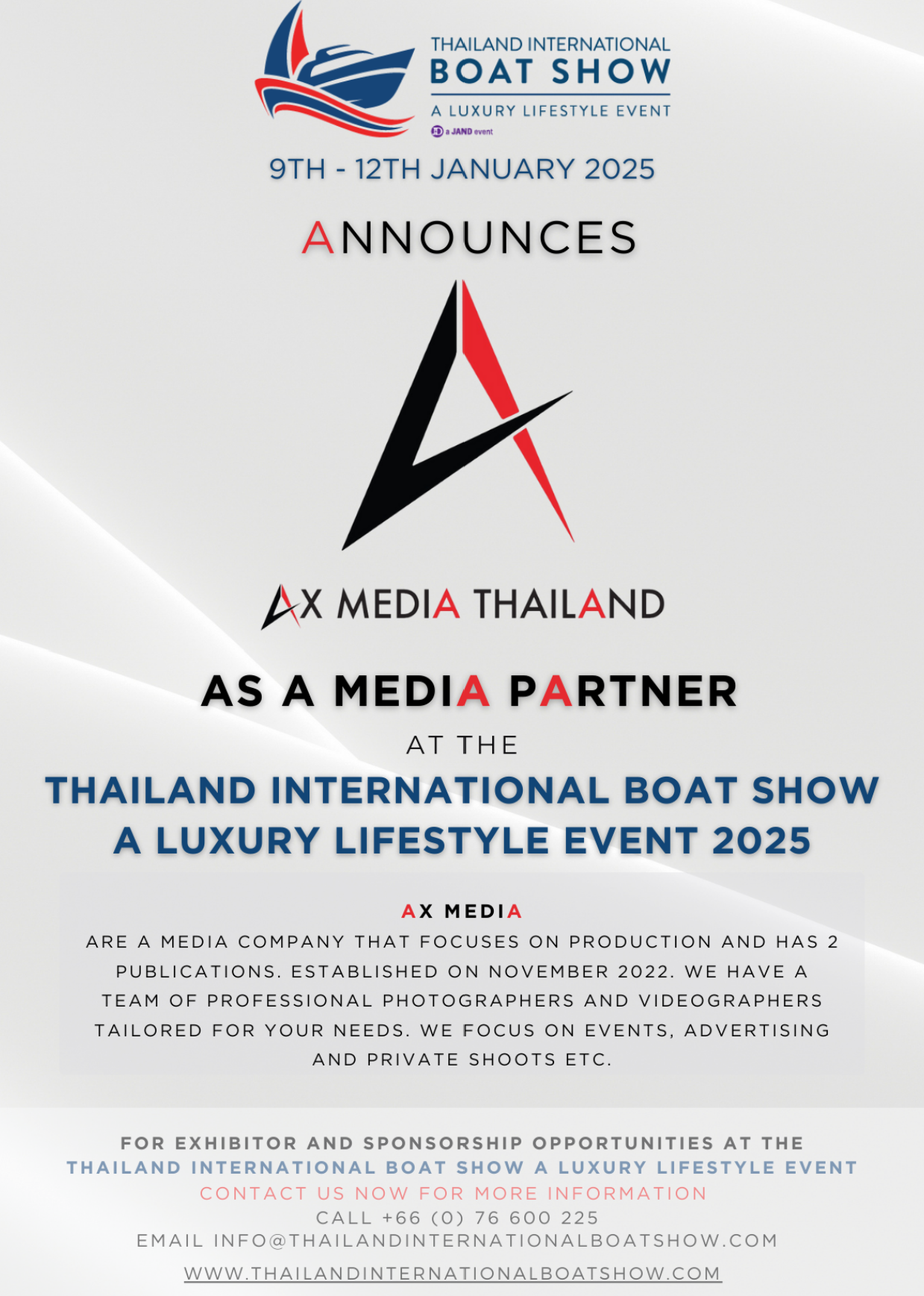 AX Media announces Media Partnership at the Thailand International Boat Show A Luxury Lifestyle Event 2025
