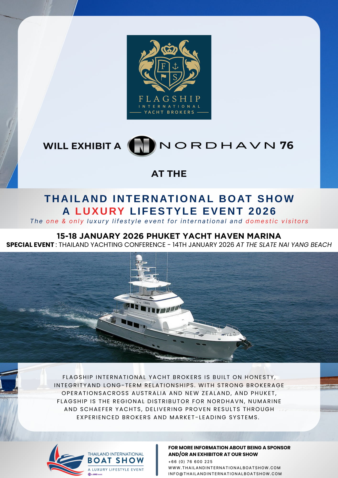 Flaghship International Yacht Brokers Exhibit Nordhavn 76